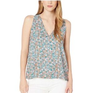 bcbg maxazria turquoise orange white top xs like new